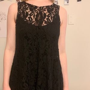 Free People black sheer floral flare dress